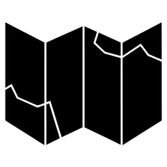 Black folded map with white lines vector