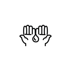 Two hands holding a drop of water, symbolizing clean and safe washing