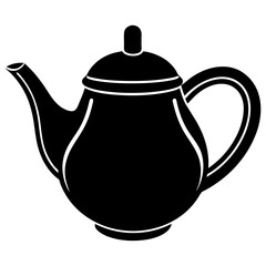 Black teapot silhouette on white vector white background