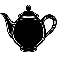 Black teapot silhouette on white vector
