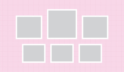 Pictures or photos frame collage, page grid layout abstract photo frames and digital photo wall template