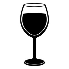Black wine glass filled with dark liquid silhouette