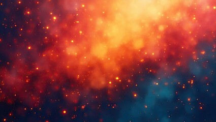 Colorful abstract background with glowing particles.