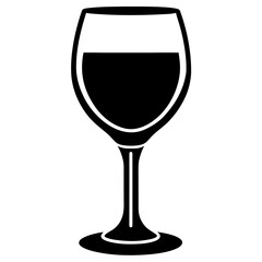 Black wine glass silhouette filled with red liquid