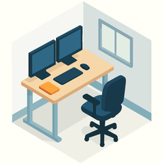3D/isometric impression. Technology/office theme