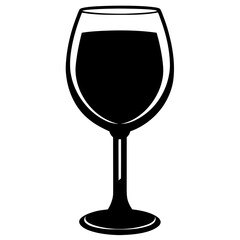 Black wine glass silhouette with dark liquid vector