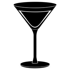Martini glass silhouette black vector cocktail glass