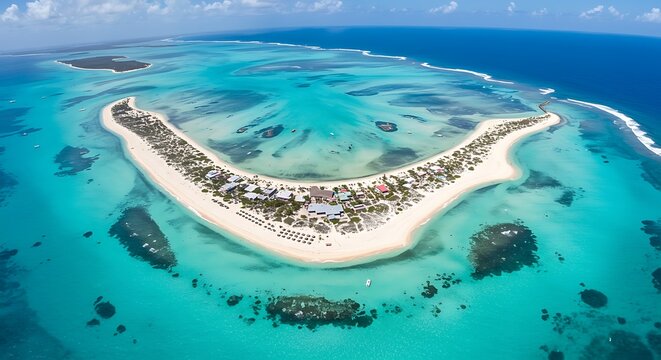 An aerial view of Grand Roque Los Roques Venezuela
