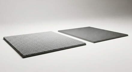 Two gray textured rectangular panels, possibly acoustic or industrial material samples, on a white background