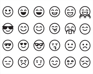 Emotions, bold line icons 