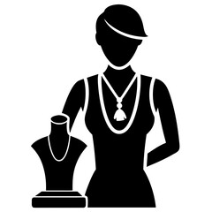 Black silhouette woman jewelry display necklace