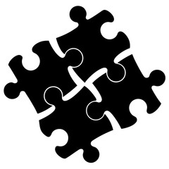 Obraz premium Interlocking puzzle pieces black vector white