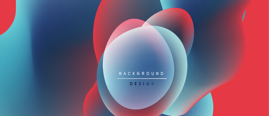 Abstract fluid shapes blend. Blue, red hues create modern background design. Soft gradients, dynamic composition.