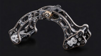 Intricate Mechanical Linkage with Transparent Design and Silver Components