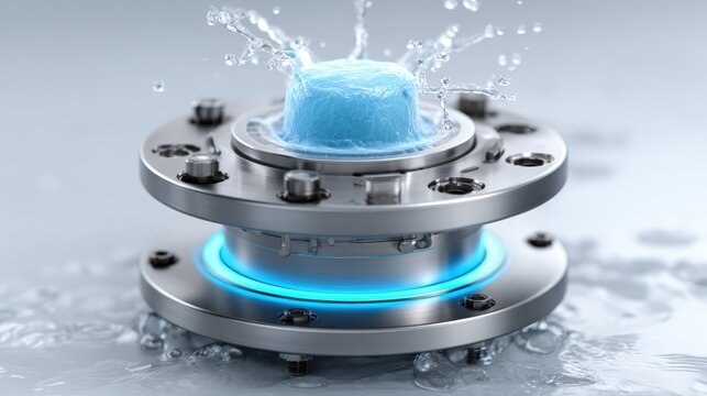 High-pressure processing chamber with neon-blue ring for nutrient preservation