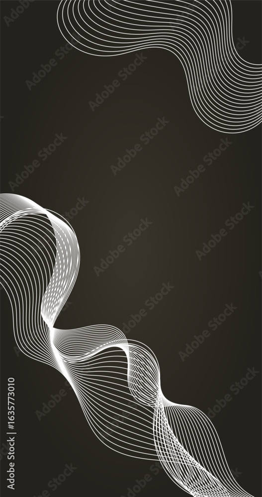 Aufkleber gradient abstract background with dynamic waves vertical illustration black and white design