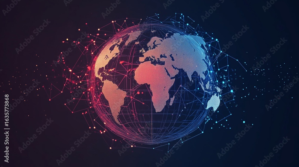 Poster global infographic showcasing real-time participation data and connectivity trends in artificial int
