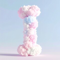 Fototapeta premium Fluffy Pastel Letter I Minimalist Style