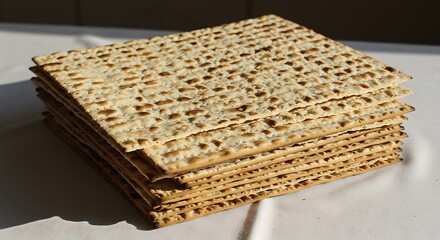 Stack of Matzah Bread on White Surface