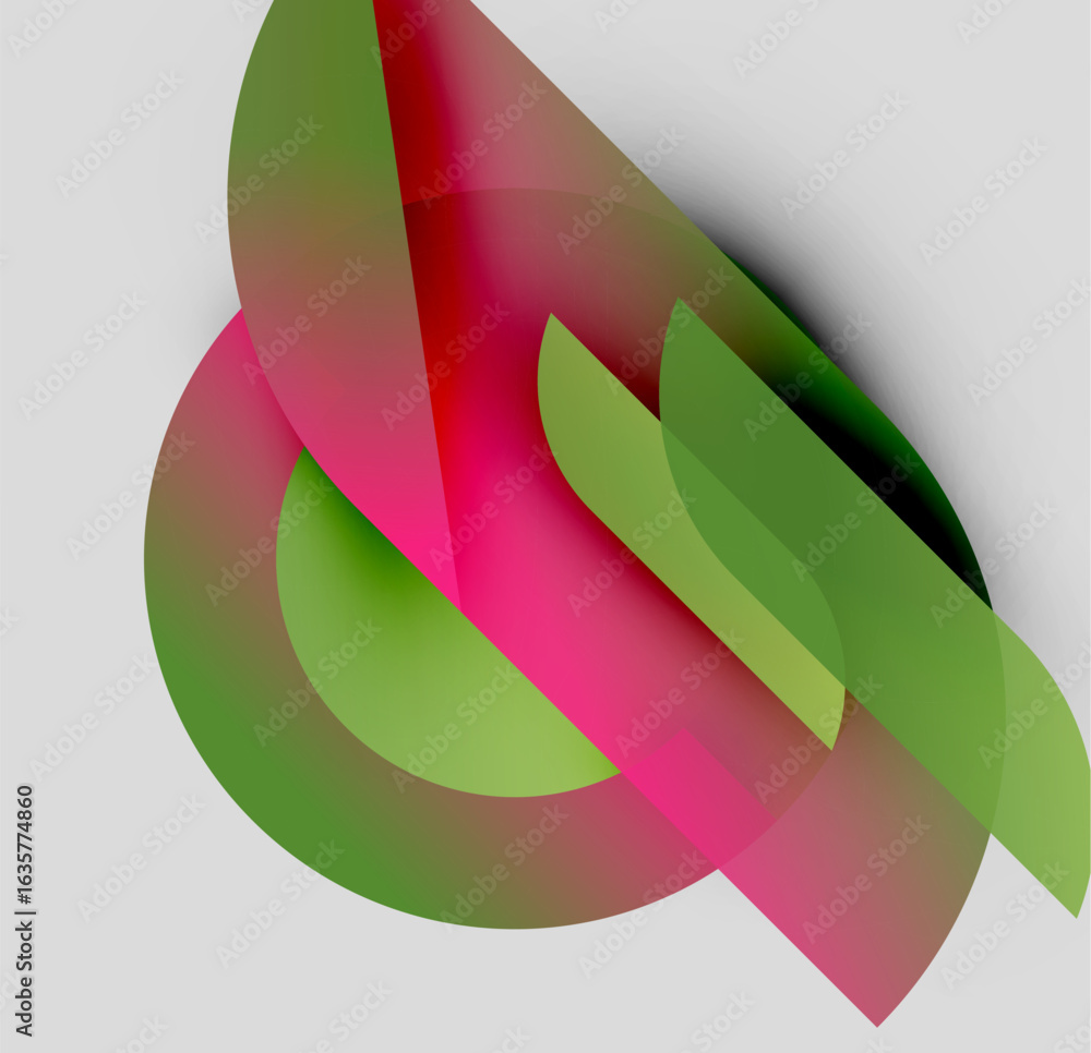 Poster abstract composition. overlapping shapes, vibrant colors, smooth gradients create dynamic visual eff