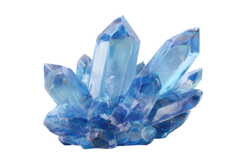 A cluster of translucent, light-blue crystals.  Sharp facets,  glowing,  almost iridescent