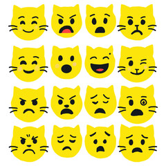 set of cat face emoticons 
