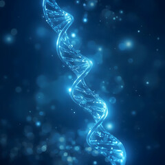 Obraz premium Glowing 3D DNA Strand in Blue Sci-Fi Style