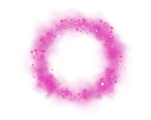Realistic pink smoke circle or haze with pink glittering particles