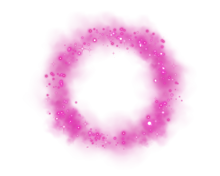 Realistic pink smoke circle or haze with pink glittering particles