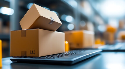 Package handling and delivery process warehouse product photography industrial setting close-up efficient logistics management