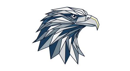 Obraz premium A minimalist and modern vector visual of an eagle's head, created with clean, intersecting geometric shapes. This abstract graphic embodies strength, freedom, and power.