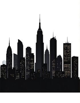 Fototapeta Night city skyline silhouette