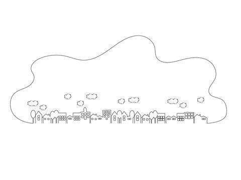 シンプルでかわいい街並みのイラスト線画ver