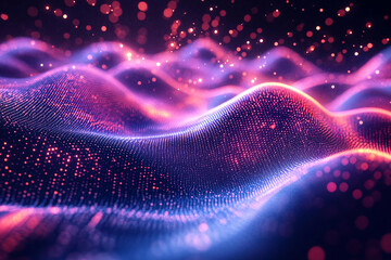 Digital Soundwave Visualization with Glowing Particles and Abstract Acoustic Flow