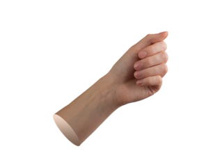 Female hand with manicured nails in elegant closed pose, neat palm and smooth skin. Groomed style