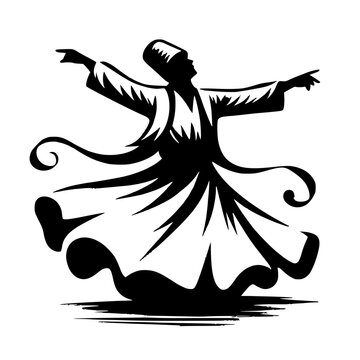 black whirling dervish silhouette clip art preview