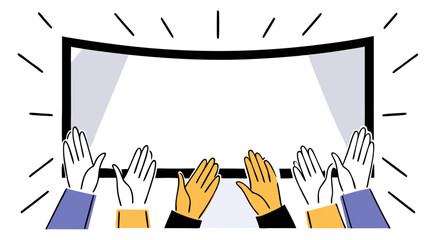 Diverse Hands Clapping Applause in Theater Presentation or presentation setting, raised hands with clapping motion