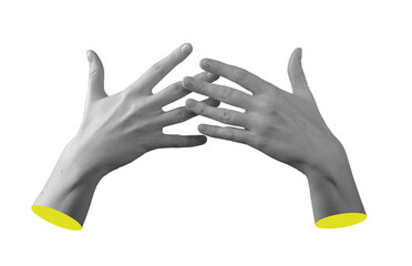 Female hands with fingers linked in intertwined gesture, expressing unity and connection with