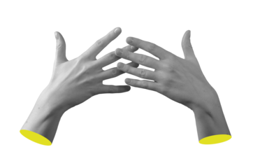 Female hands with fingers linked in intertwined gesture, expressing unity and connection with