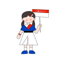 Girl Holding Indonesian Flag with Text Illustration