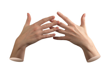 Pair of female hands with fingers clasped and intertwined, symbolizing unity and connection with