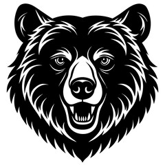 Fototapeta premium Bear Head Vector | Generative AI & Linocut Silhouette Design