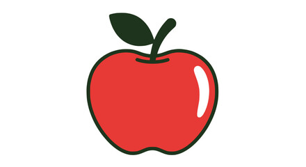 Fototapeta premium Simple apple icon for school theme, solid red and white, clean flat cartoon design