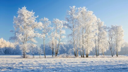 Panorama of beautiful winter park, Beautiful winter forest on a sunny day, Winter park