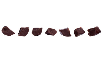 Set of chocolate chunks isolated on a transparent background.