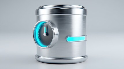 Smart grain silo icon with moisture dial representing advanced storage technology