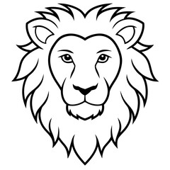 Obraz premium Lion Head Vector | Generative AI & Linocut Silhouette Design for Microstock