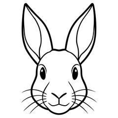 Fototapeta premium Rabbit Head Vector | Generative AI Silhouette | Linocut Animal Design Illustration