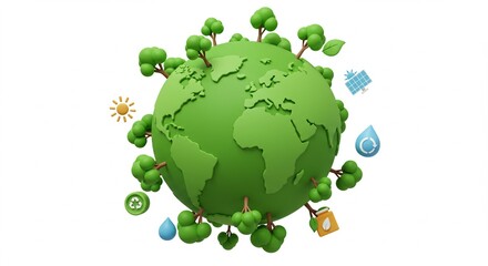 Green earth globe environmental illustration
