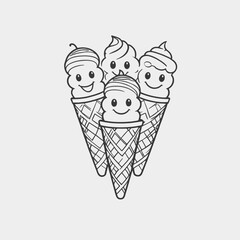 Happy ice cream cones smiling cartoon